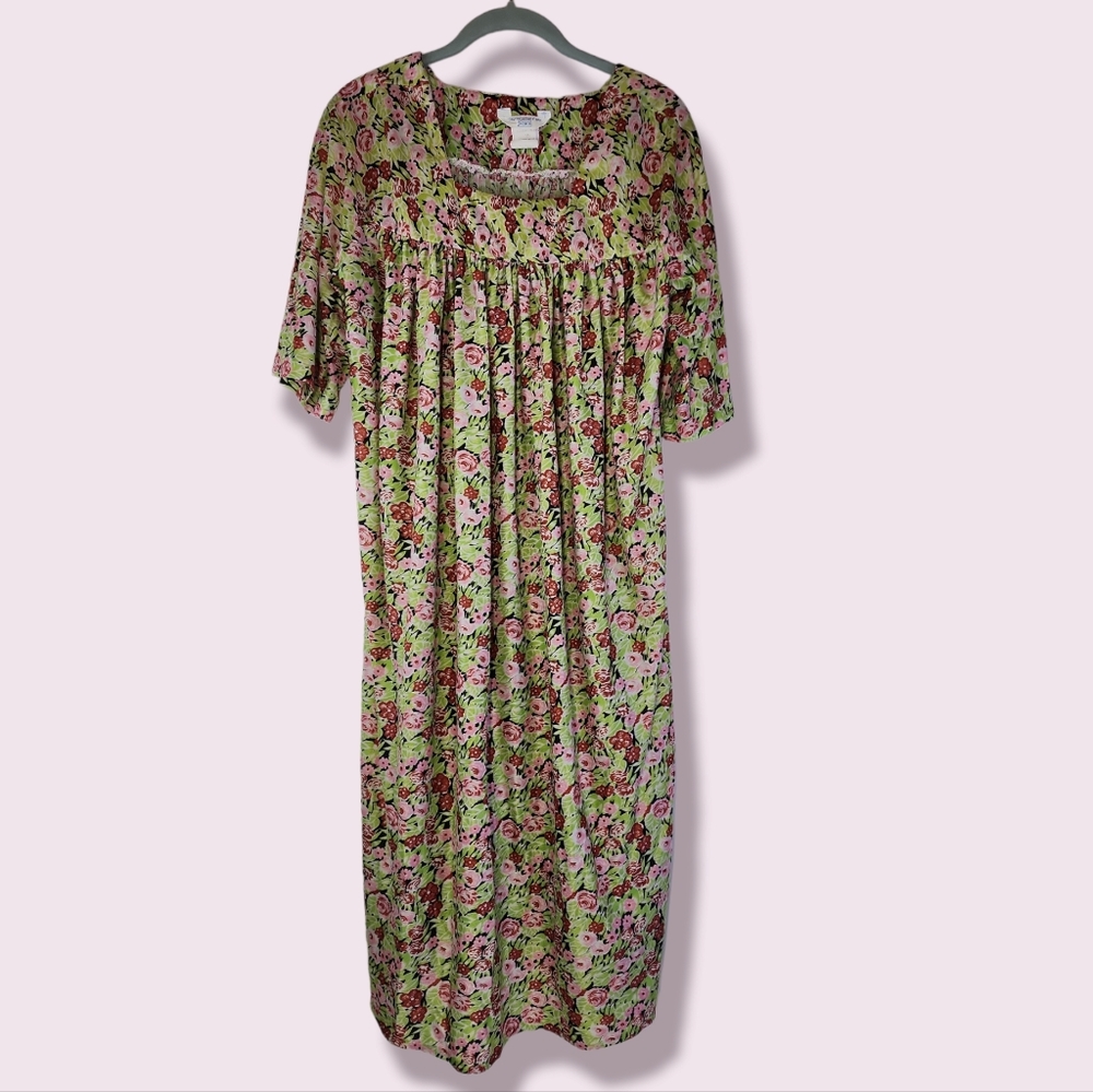 Vintage Sears Floral Nightgown Women's Size 38 Pullover Pocket